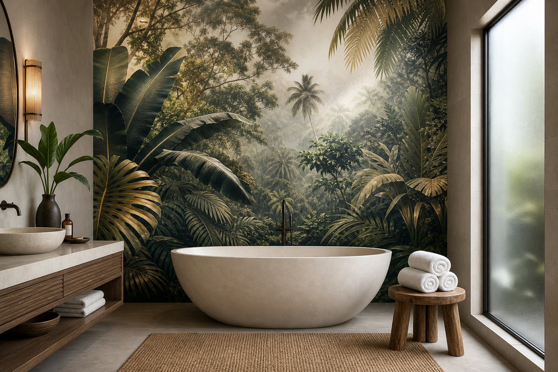 Panoramic murals, precision-printed for bathroom walls