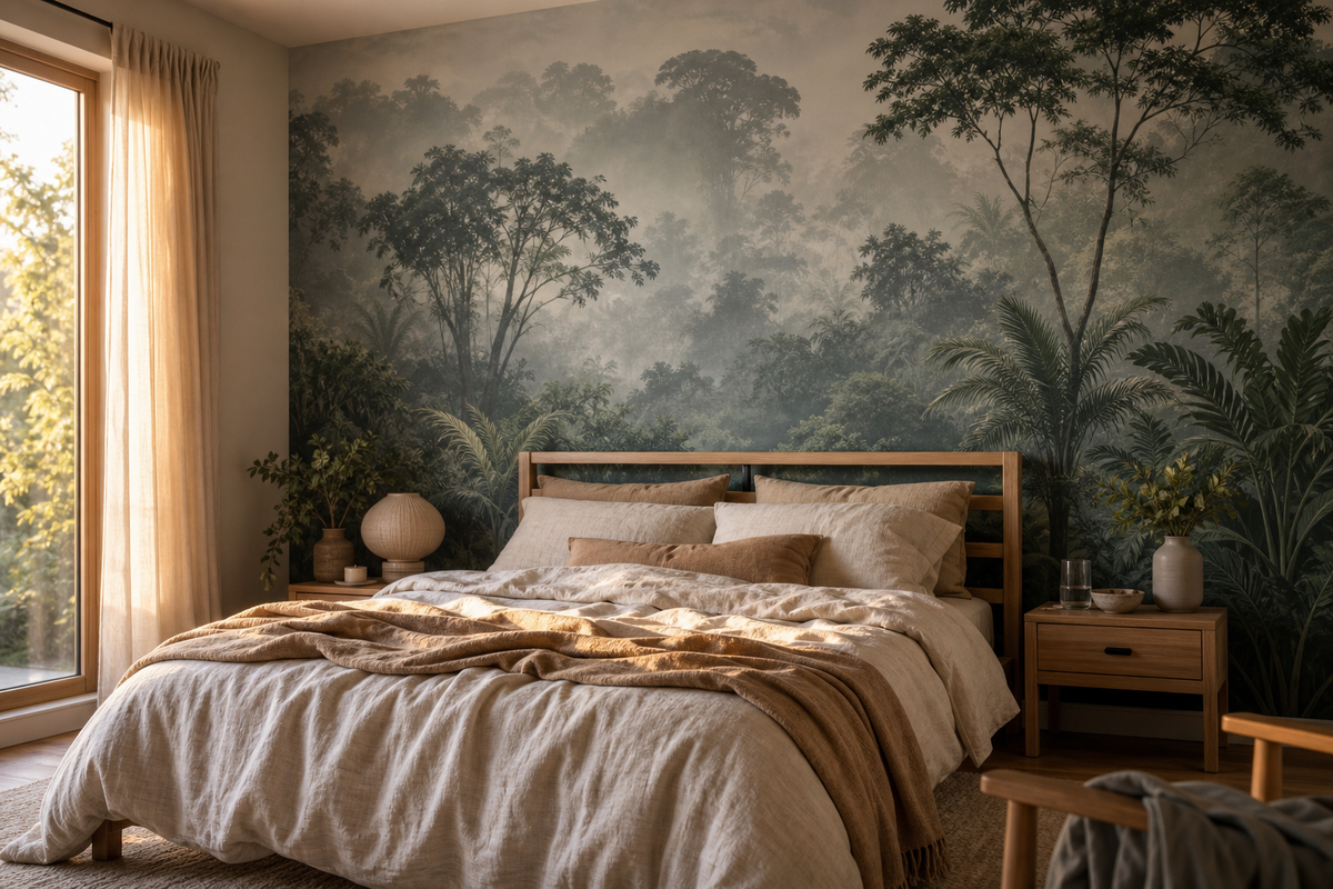 Your bedroom wall, transformed by a single panoramic mural