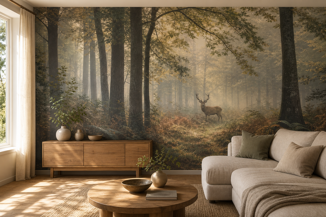 Woodland wildlife, printed to fit your exact wall
