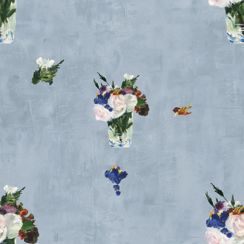 Floral wallpaper pattern with a vase painted by Manet