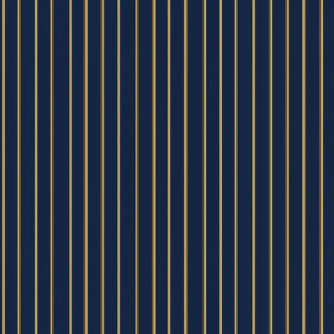 Striped wallpaper with navy blue and gold colors. 