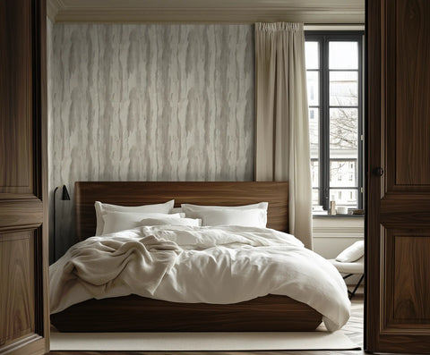 Stone texture wallpaper in a bedroom