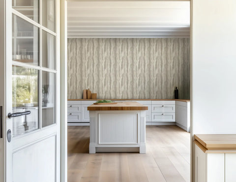 Stone texture wallpaper in a kitchen