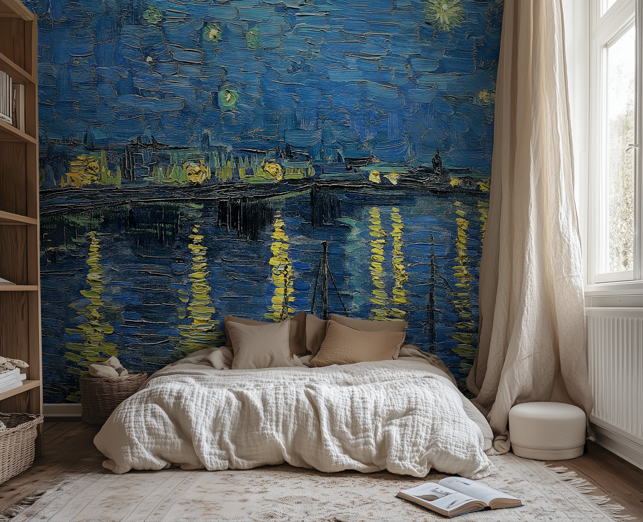 Starry Night Over the Rhône – Vincent van Gogh (1888) Art Wallpaper Mural