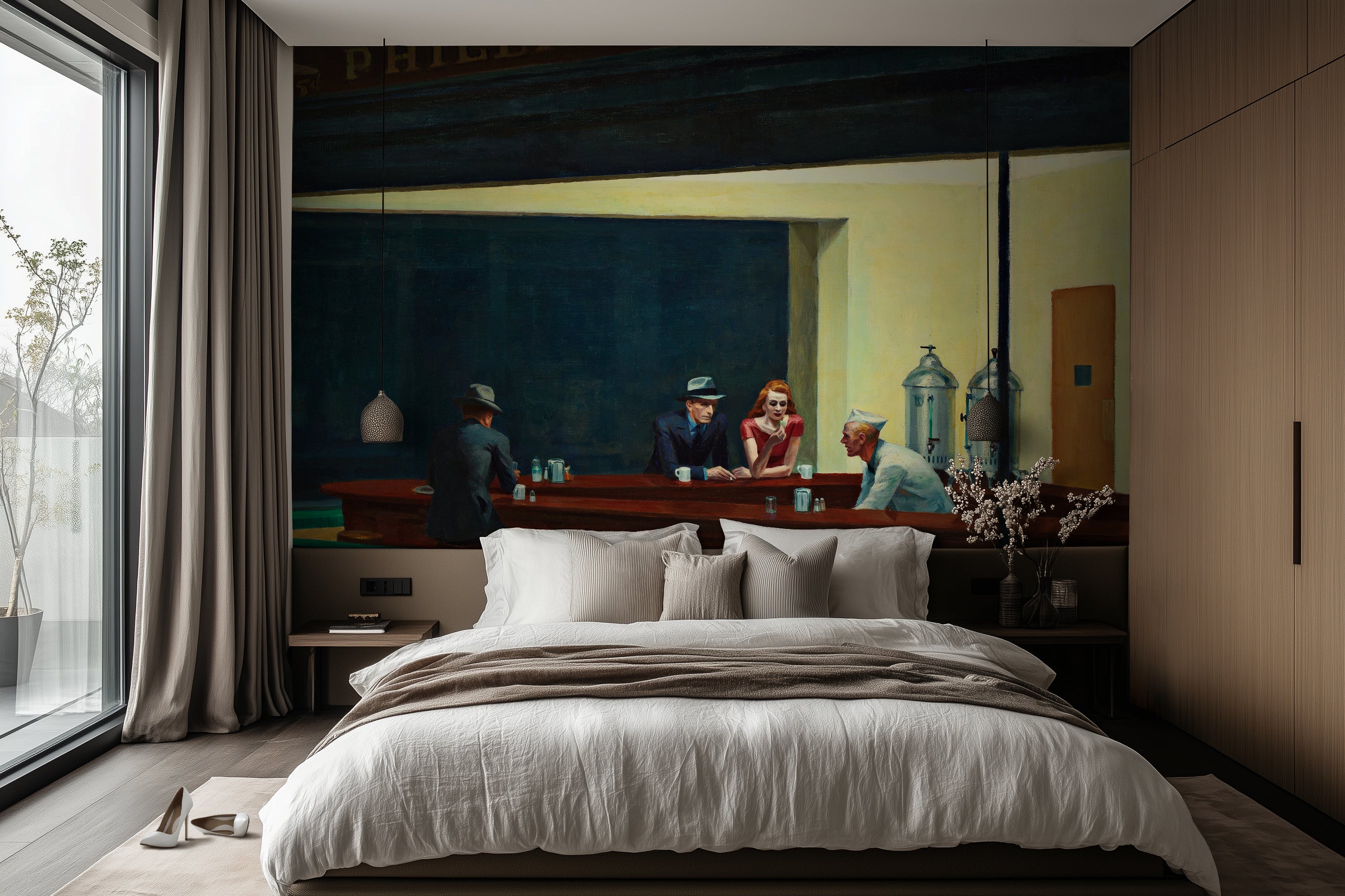 Nighthawks – Edward Hopper (1942) Modern Art Wallpaper Mural