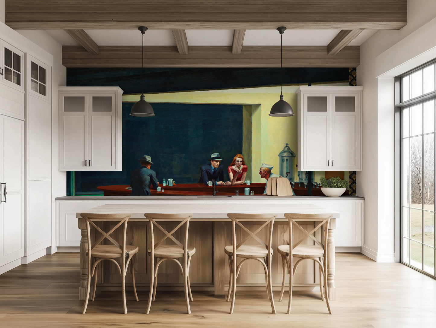 Nighthawks – Edward Hopper (1942) Modern Art Wallpaper Mural