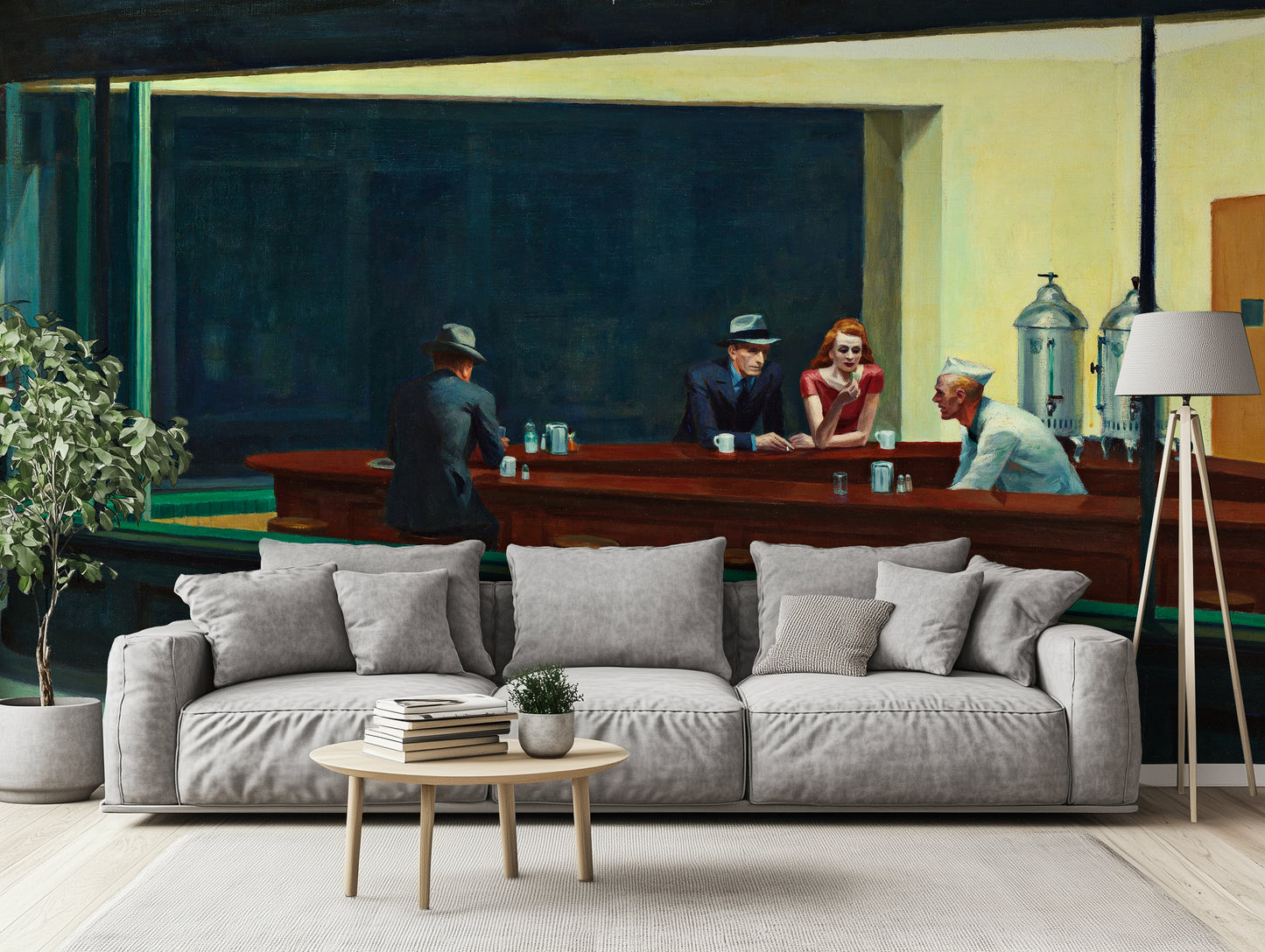 Nighthawks – Edward Hopper (1942) Modern Art Wallpaper Mural