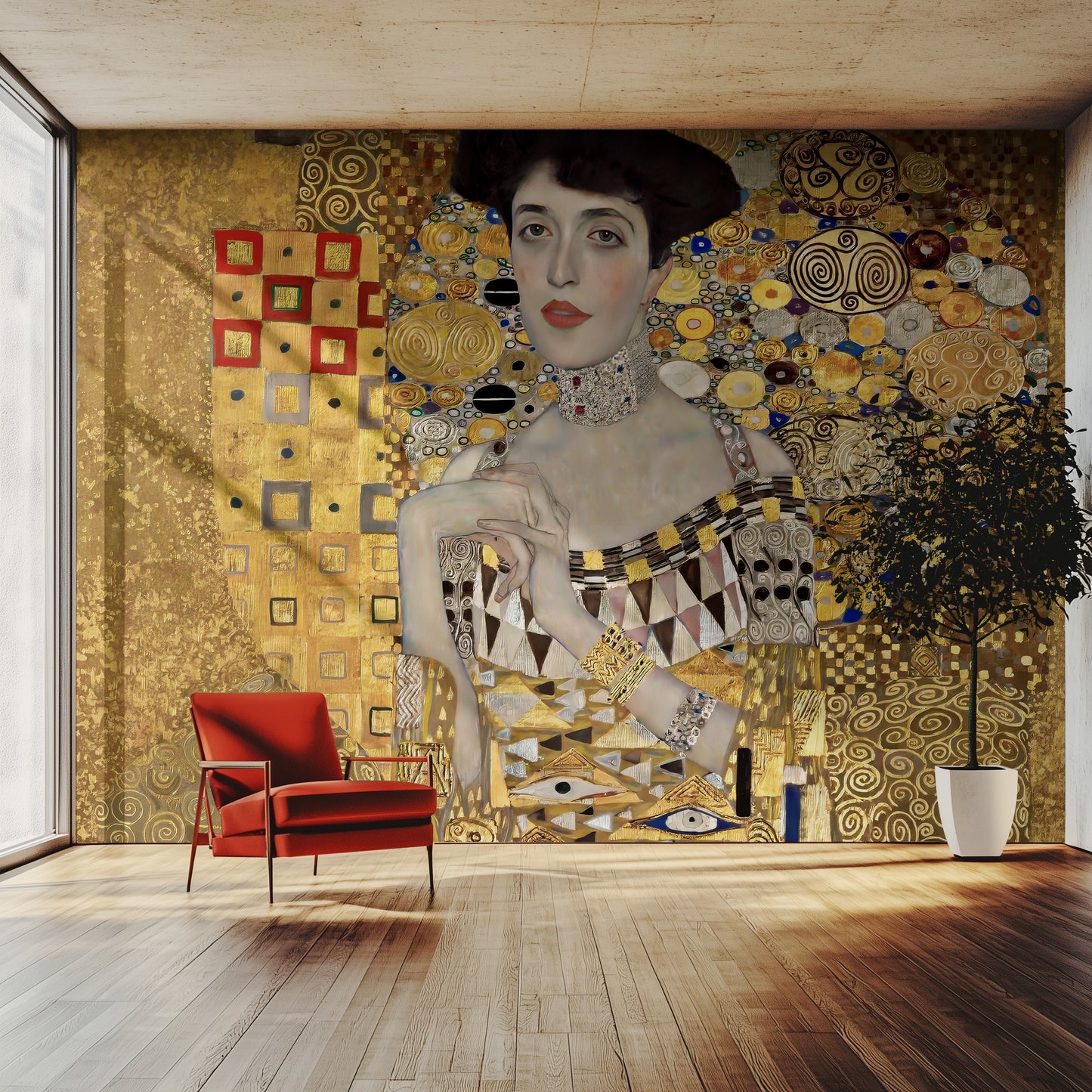 Portrait of Adele Bloch-Bauer I – Gustav Klimt (1907) | Art Mural Wallpaper