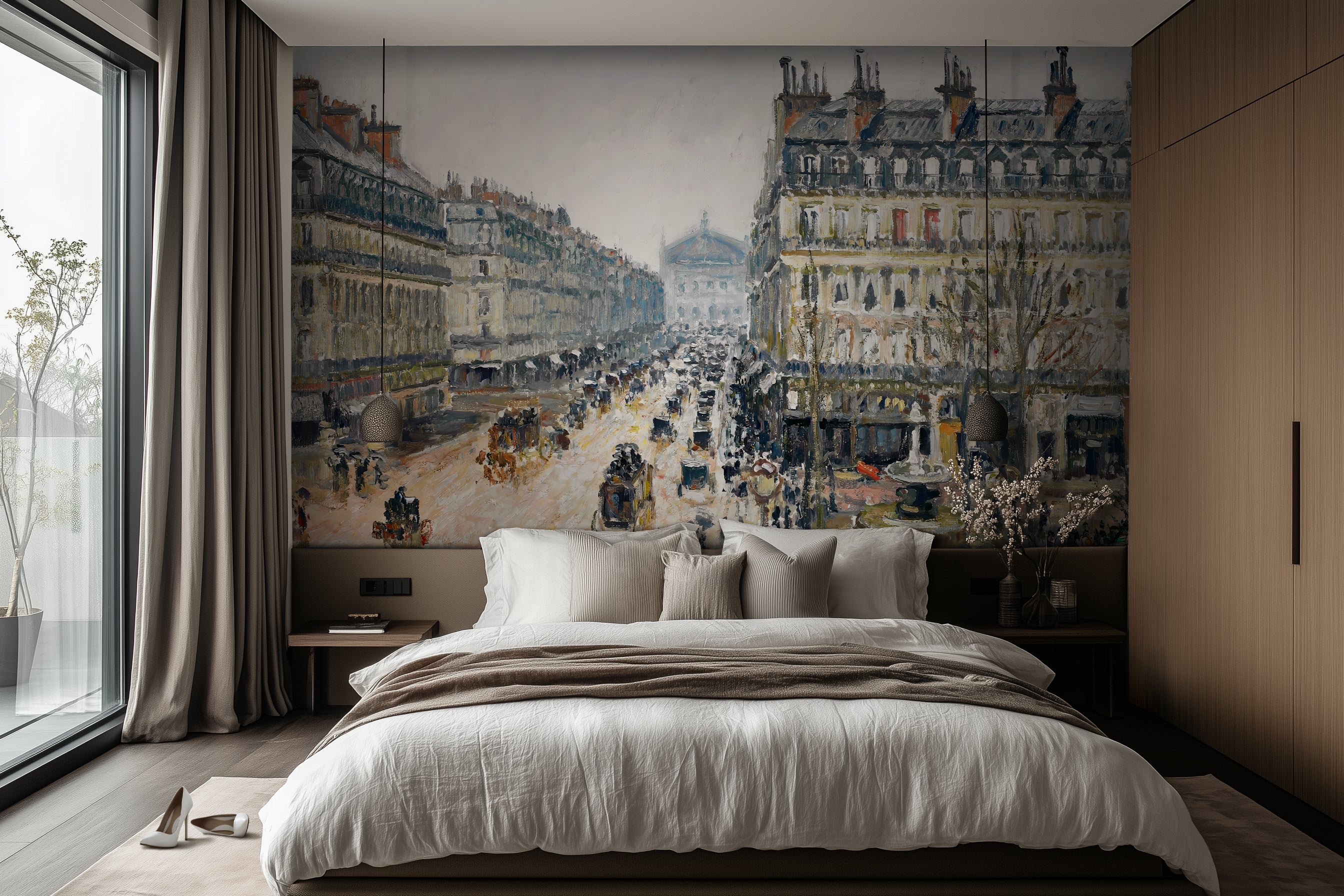 French Theater Square, Paris – by Camille Pissarro (1898) Vintage Art Wallpaper