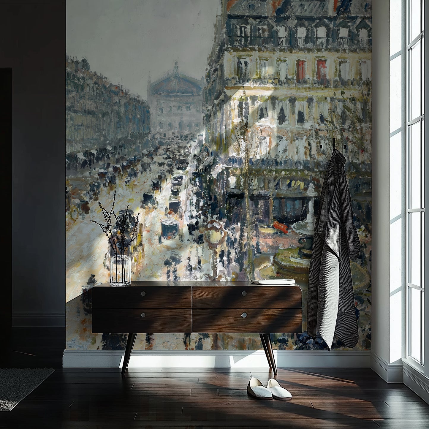 French Theater Square, Paris – by Camille Pissarro (1898) Vintage Art Wallpaper