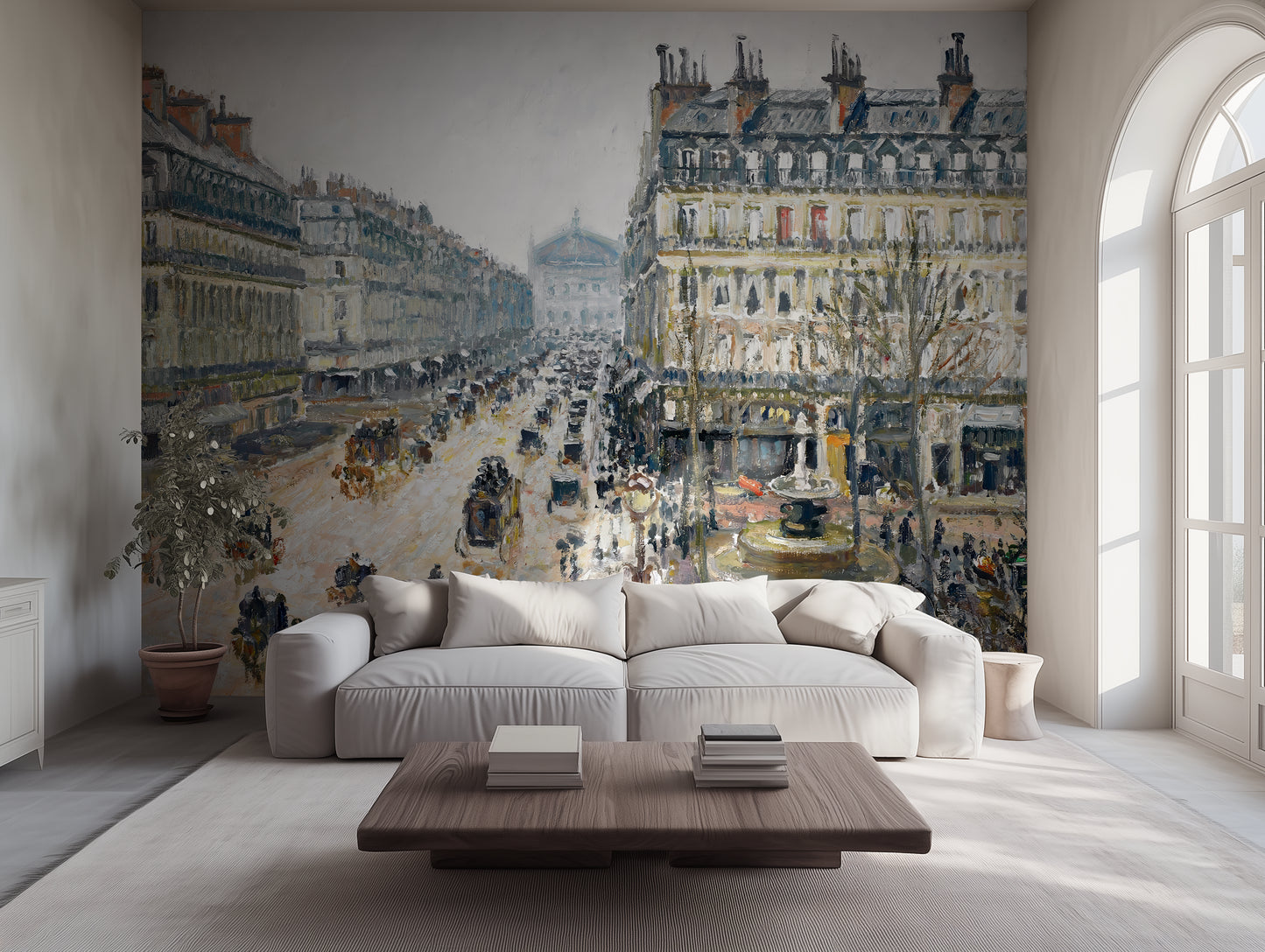 French Theater Square, Paris – by Camille Pissarro (1898) Vintage Art Wallpaper