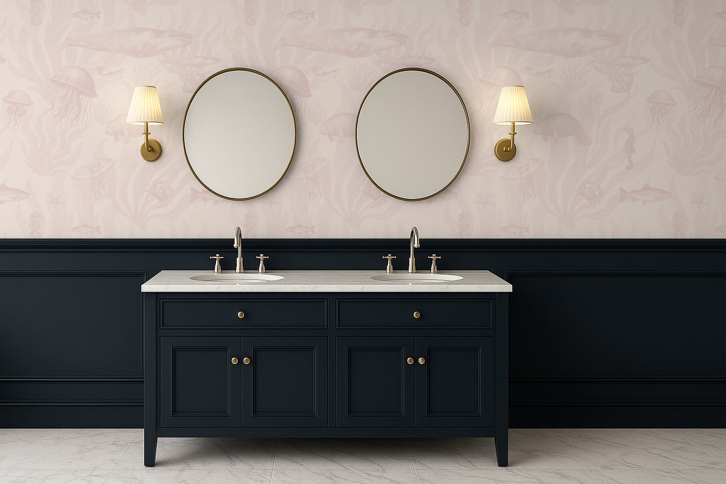 Tidepool Reverie - Dusty Rose on Shell White