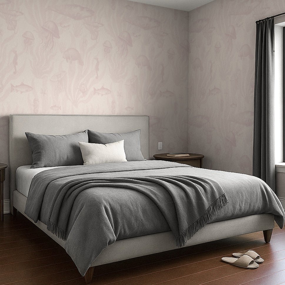Tidepool Reverie - Dusty Rose on Shell White