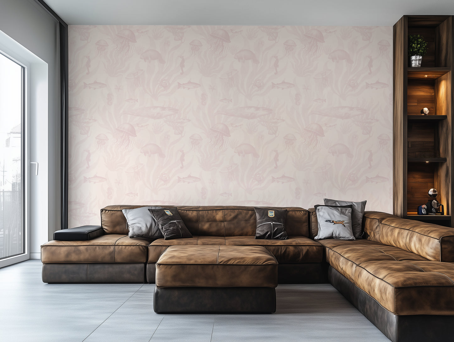 Tidepool Reverie - Dusty Rose on Shell White