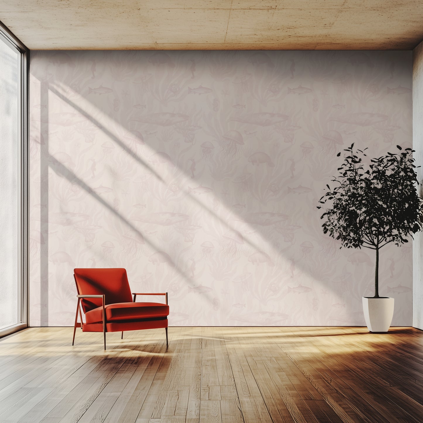 Tidepool Reverie - Dusty Rose on Shell White
