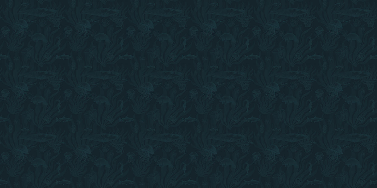 Tidepool Reverie - Teal Coral on Deep Ocean Navy