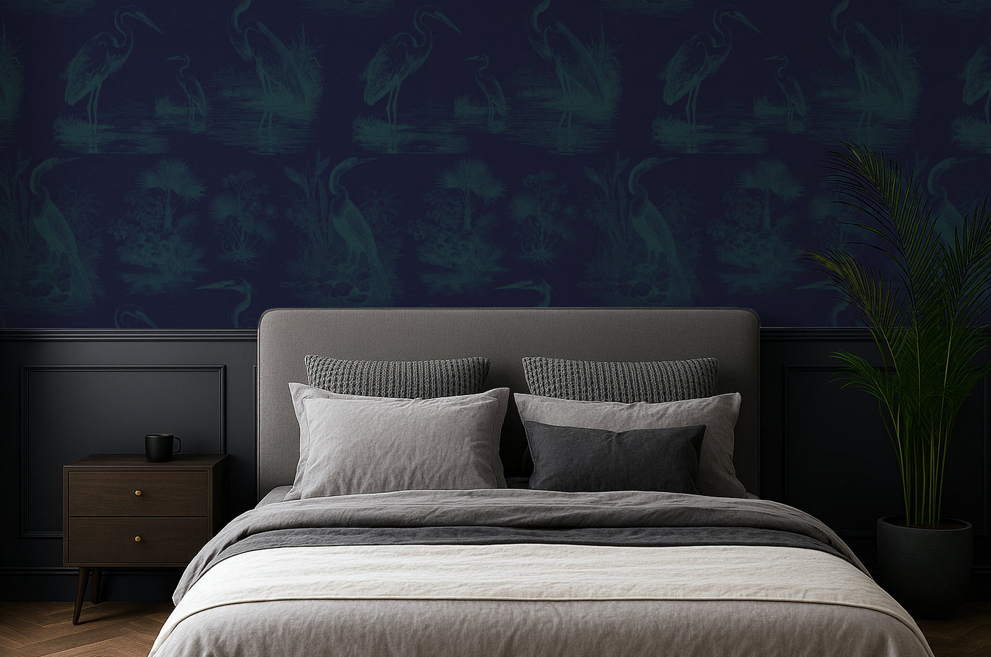 Morning Chorus - Teal Mirage on Ink Blue