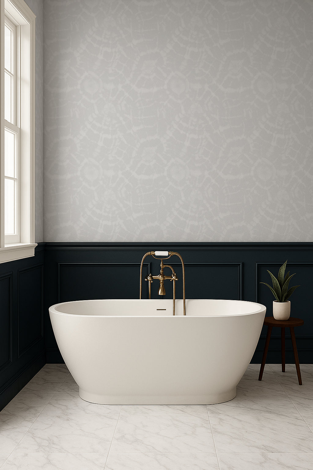 Tideback - White Lace on Soft Dove Grey