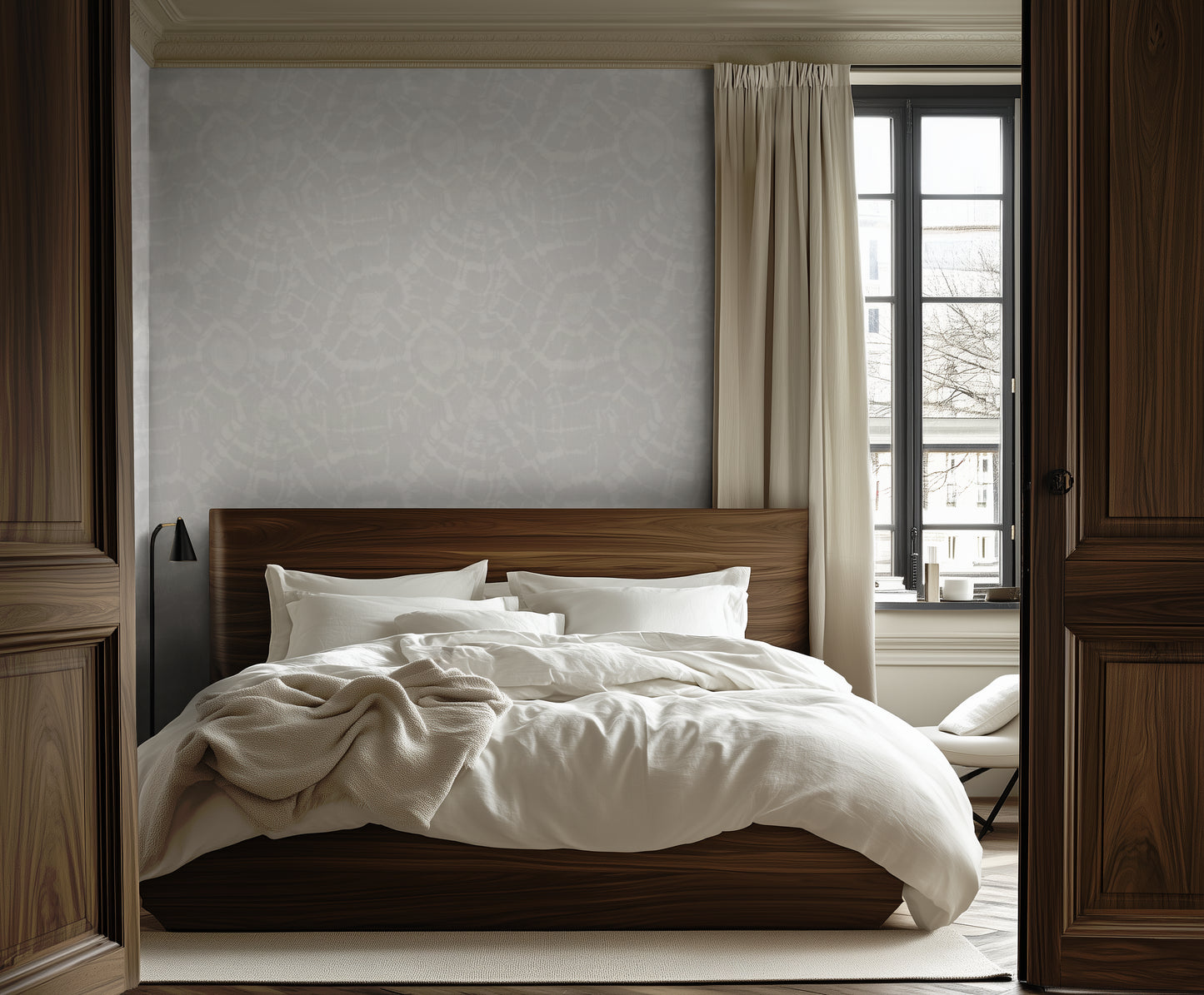 Tideback - White Lace on Soft Dove Grey
