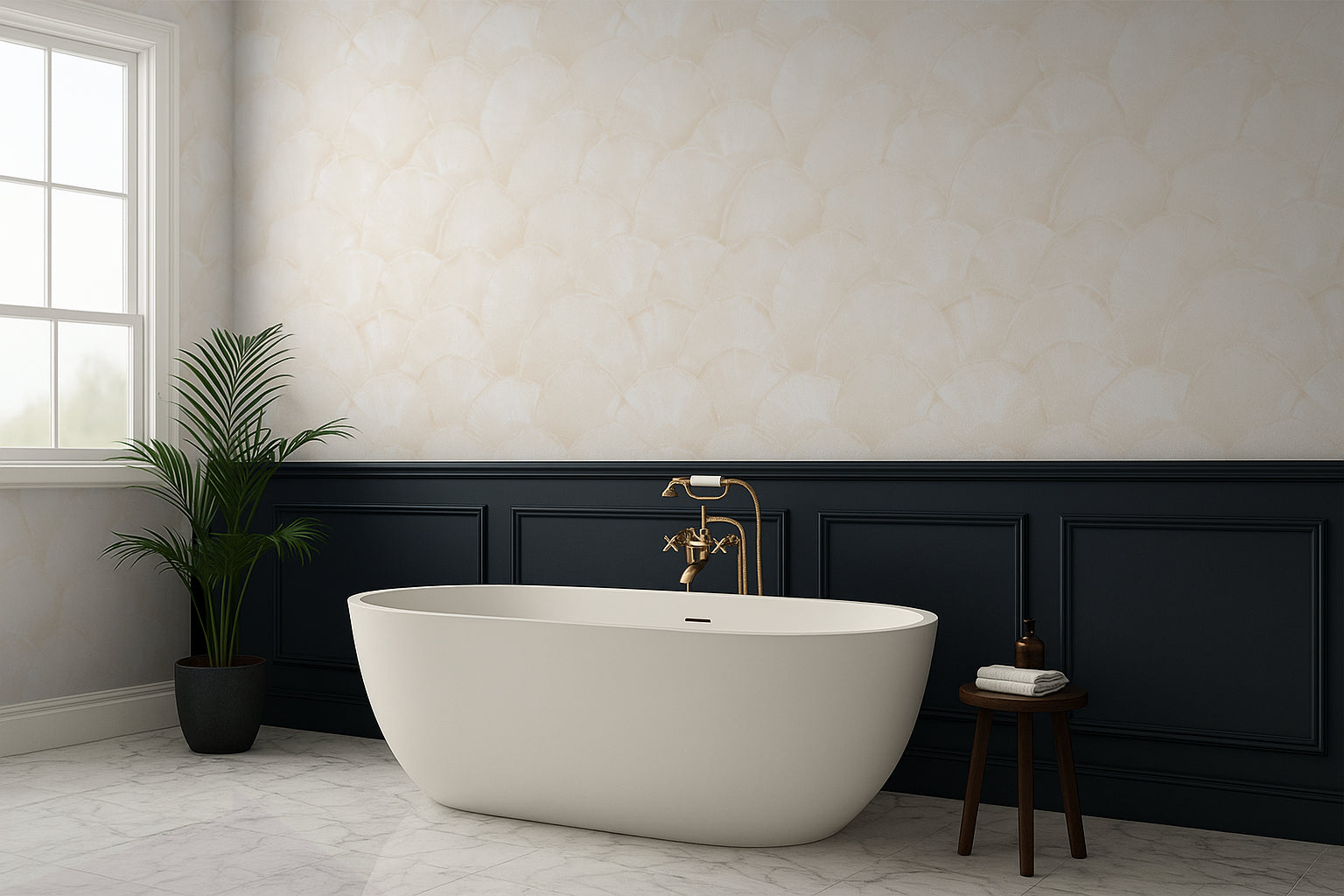 Shoreline Fan - Champagne Shell on Almond Cream