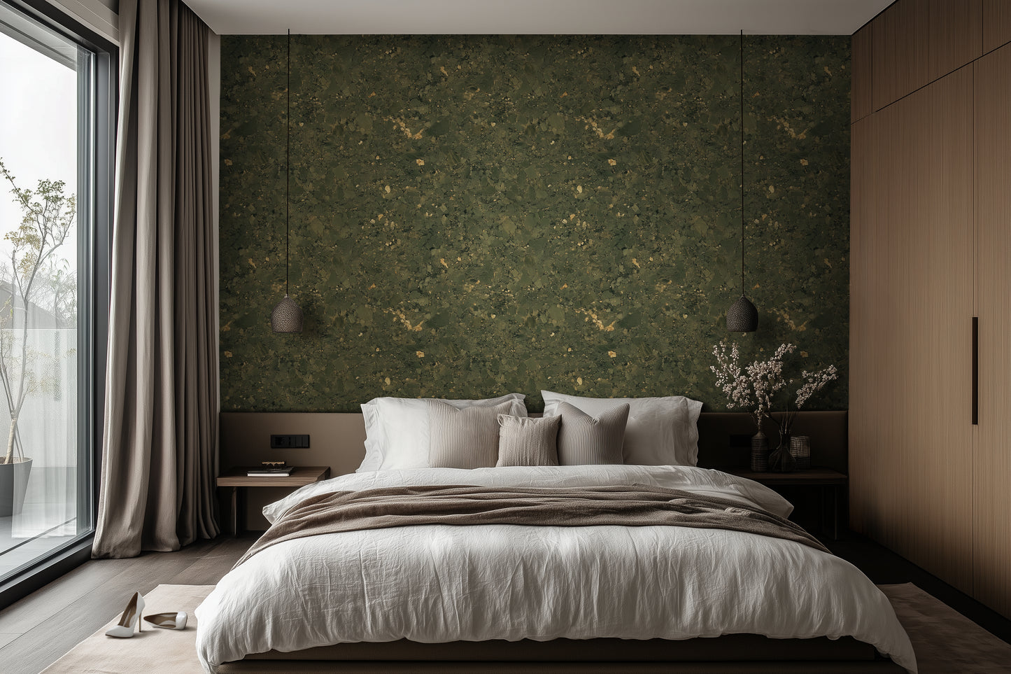 Mossbound Cork - Lichen Green with Pale Ochre Flecks