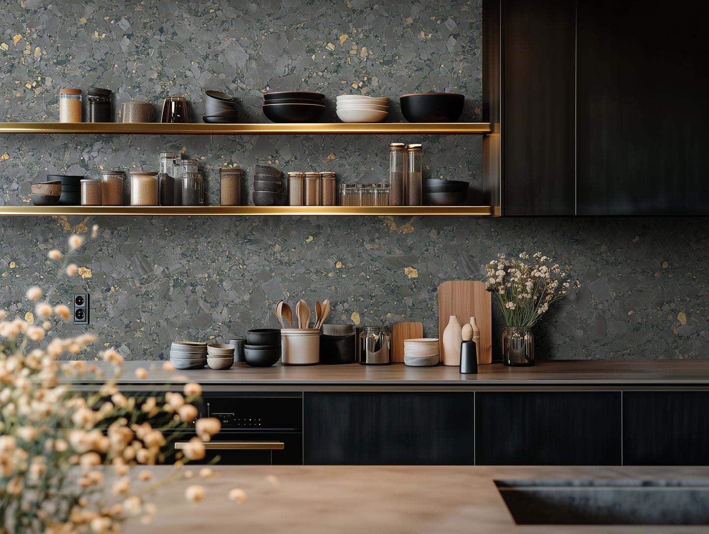 Mossbound Cork - Slate Grey Stone with Gold Flecks
