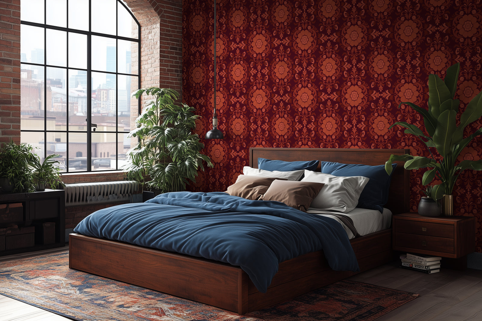 Poppy Damask: Red