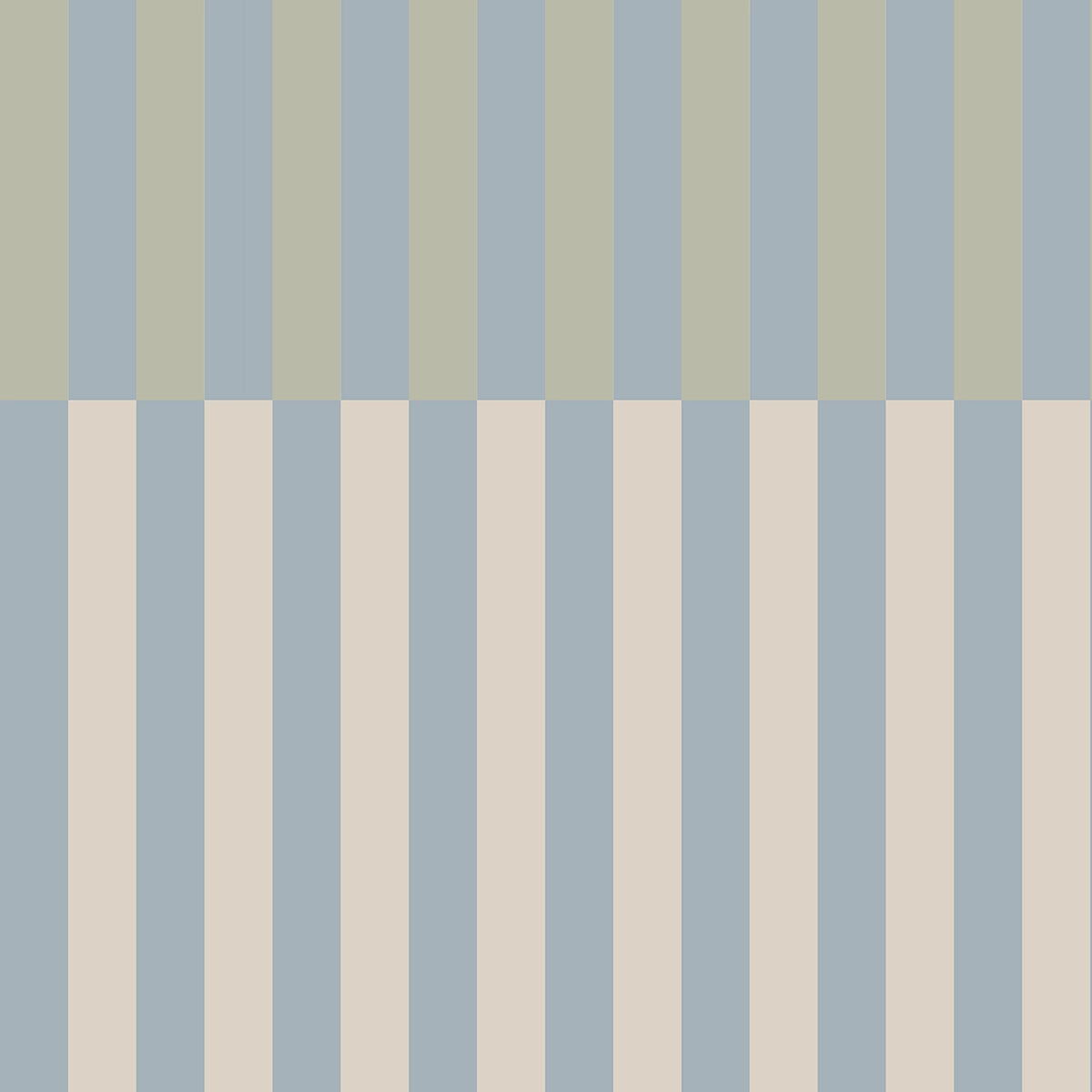 Wallpaper Pattern of vertical stripes in blue, beige, and green on a light blue background
