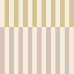Wallpaper pattern of vertical stripes in beige, brown, and white on a beige background