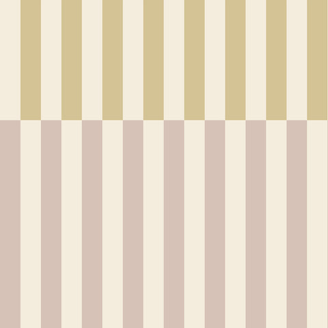 Wallpaper pattern of vertical stripes in beige, brown, and white on a beige background