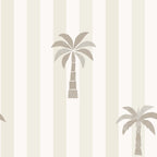 Wallpaper with palm tree design on a striped background