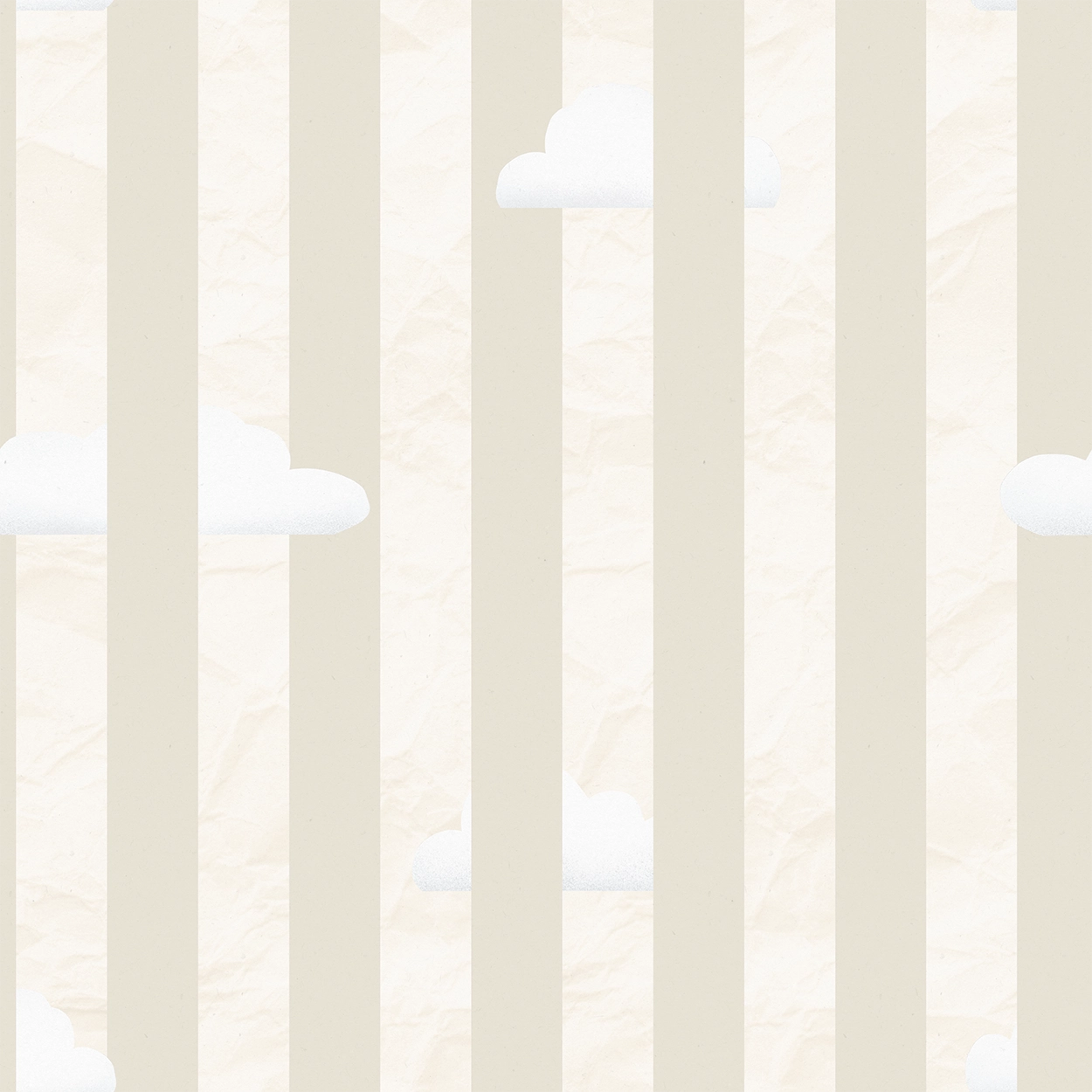 Kids striped wallpaper with clouds