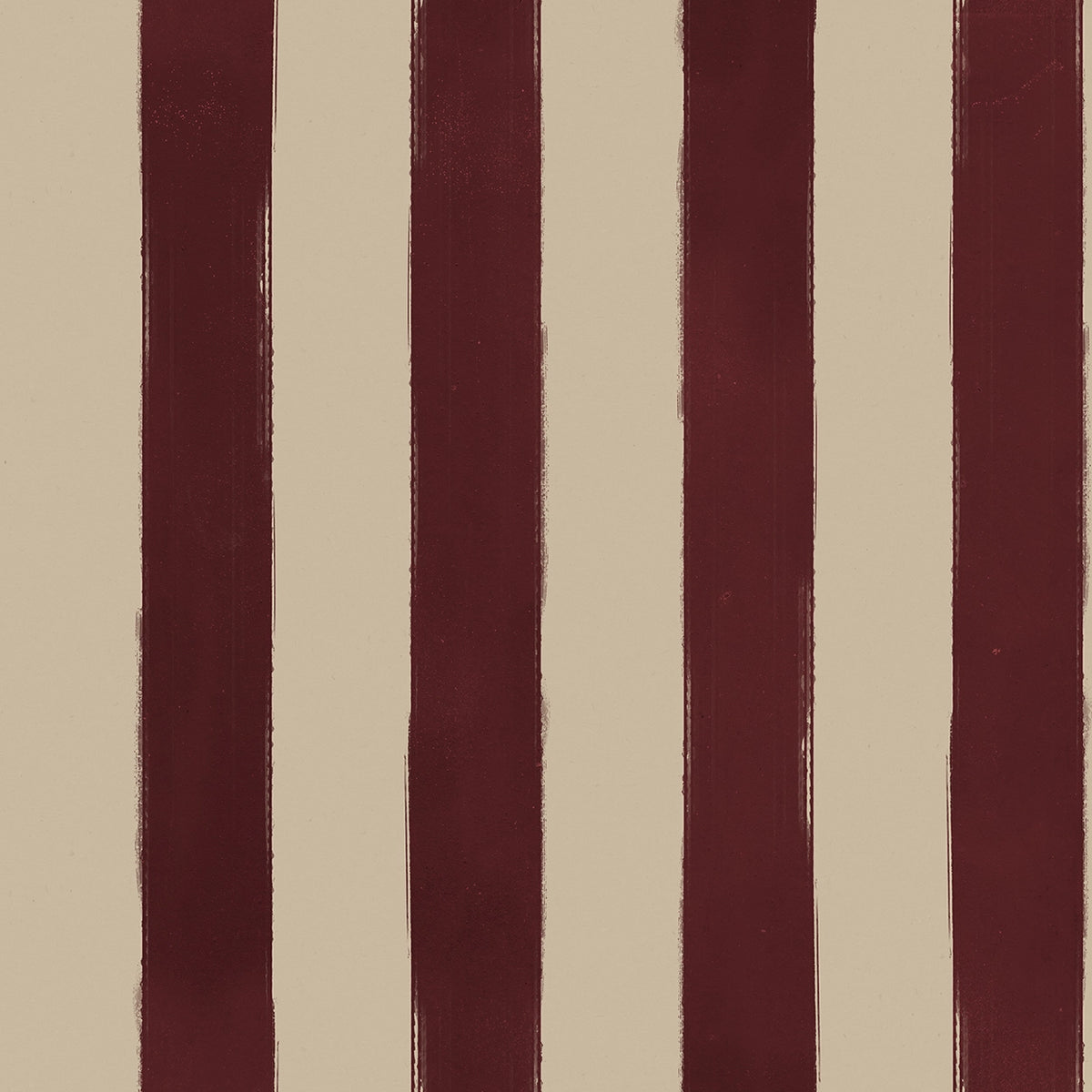 Hand painted pattern of vertical red and beige stripes on a textured fabric background