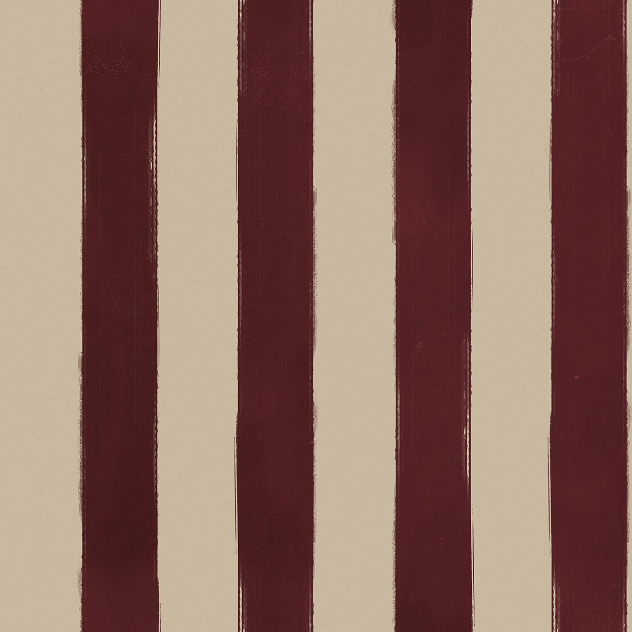 Hand painted pattern of vertical red and beige stripes on a textured fabric background