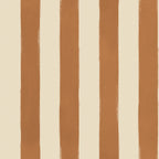 Wallpaper pattern of vertical brown and beige stripes on a textured fabric background