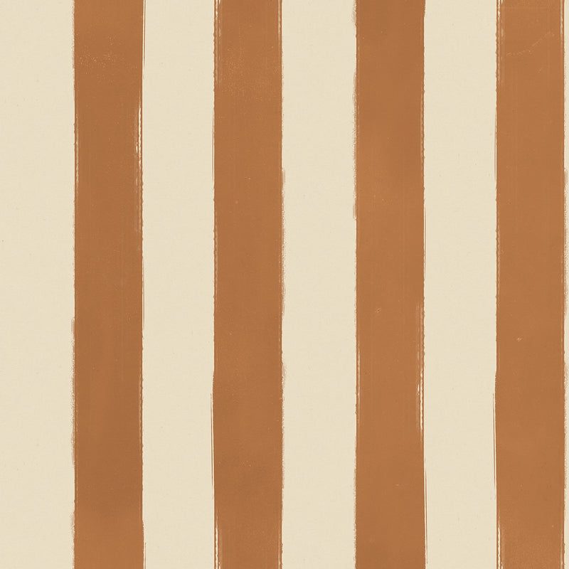 Wallpaper pattern of vertical brown and beige stripes on a textured fabric background