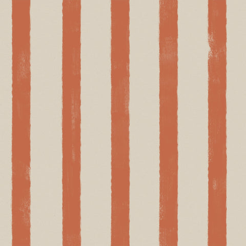 Wallpaper pattern of vertical orange stripes on a beige background