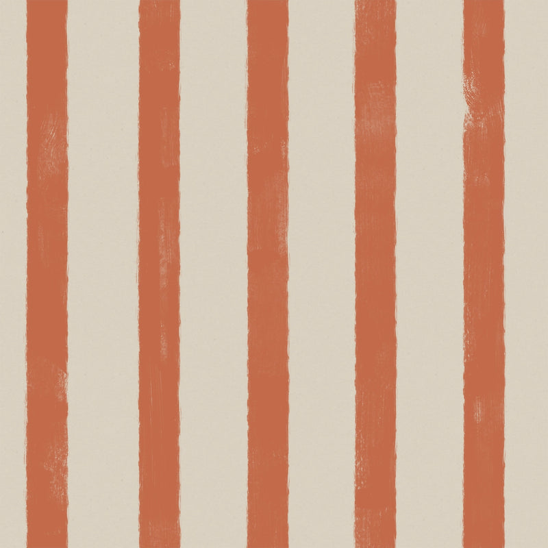 Wallpaper pattern of vertical orange stripes on a beige background