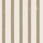Greige wallpaper pattern of vertical stripes in brown and white on a textured background