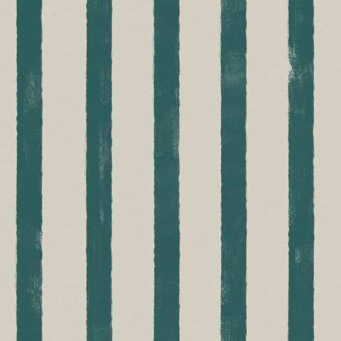 Wallpaper pattern of vertical green and blue stripes on a beige background