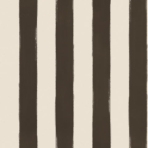 Vertical striped pattern with alternating dark brown and warm off-white brushstroke-style stripes.