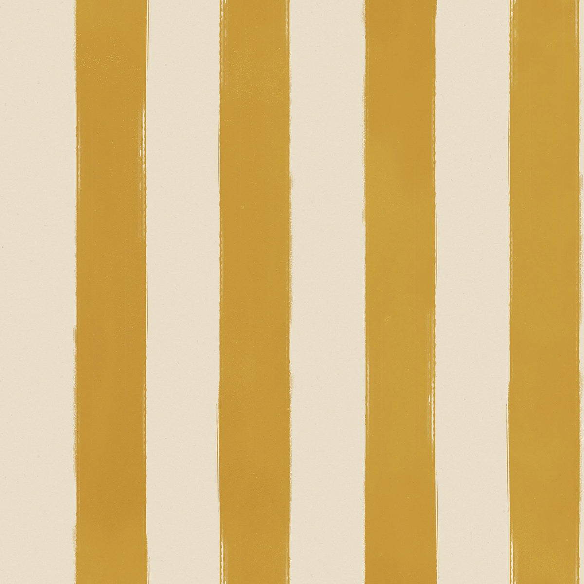 Hand painted wallpaper with stripes of cream and yellow. 
