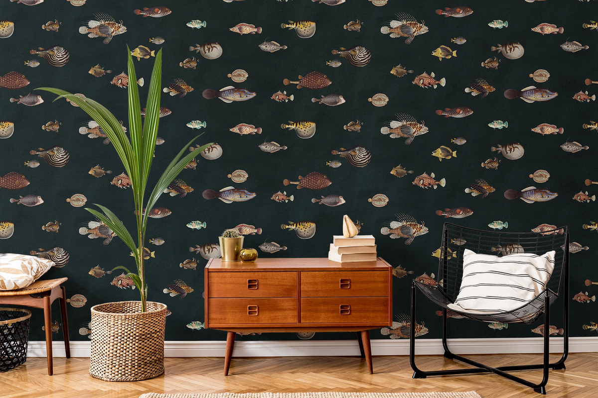 Life Aquatic: Navy Wallpaper