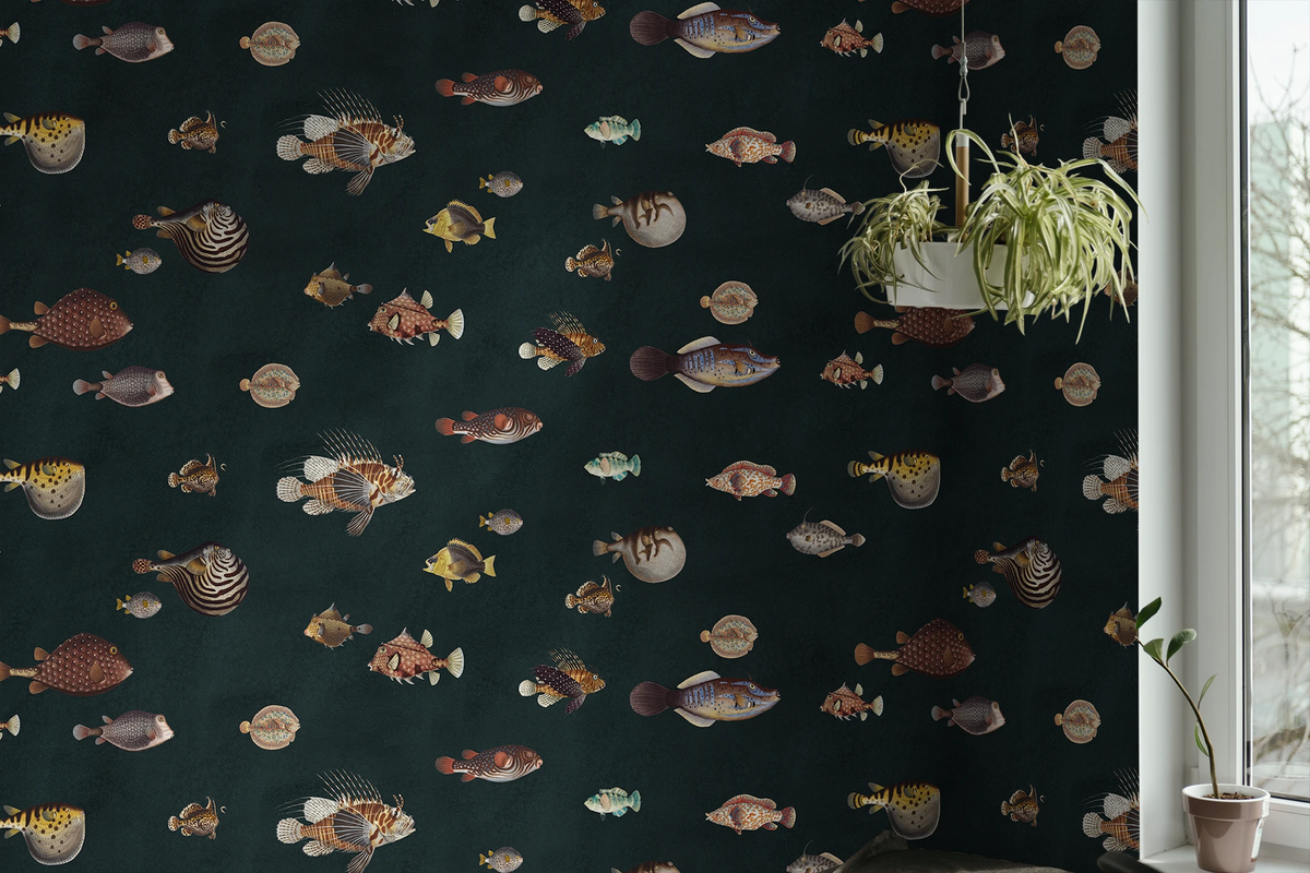 Life Aquatic: Navy Wallpaper
