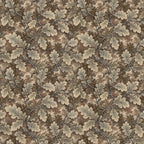 A tapestry wallpaper in an oak leaf pattern. 