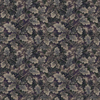 A tapestry wallpaper featuring a dark oak leaf pattern. 
